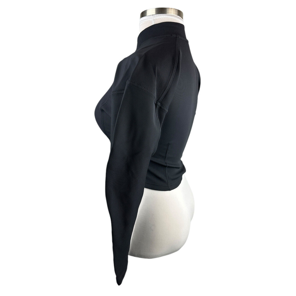 Lululemon Ribbed Luxtreme Wide Sleeve Pullover Black Crop Women's No Size Tag - Picture 9 of 15